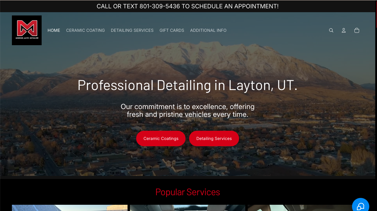McBride Auto Detailing website